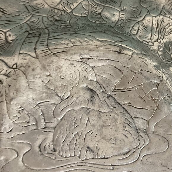 Aluminum Serving Bowl By Arthur Court Elegant Elephant Pattern Vintage 1990 - Picture 13 of 14